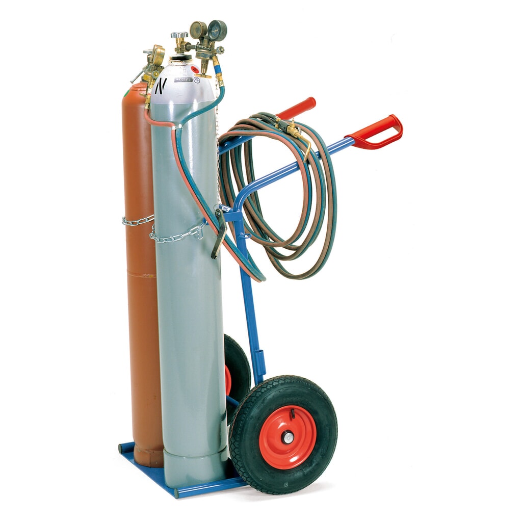 fetra® Stahlflaschen-Karre, für 2 Stahlflaschen à 40-50 Liter, Luft-Bereifung Produktabbildung Nr. 2: fetra® Stahlflaschen-Karre, für 2 Stahlflaschen à 40-50 Liter, Luft-Bereifung