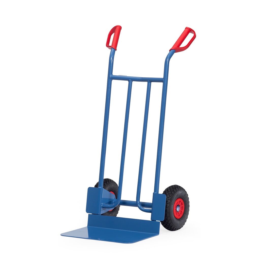 Produktabbildung: fetra® Stapelkarre, Höhe 1.150 mm, Tragkraft 250 kg, Schaufel BxT 480 x 300 mm, einfach, PU-Bereifung