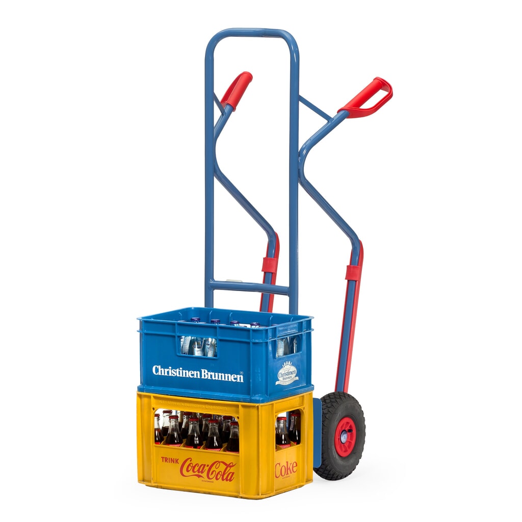 Produktabbildung Nr. 2: fetra® Stapelkarre, Tragkraft 300 kg, Schaufel BxT 320 x 250 mm, mit Gleitkufen, Luft-Bereifung, brillantblau