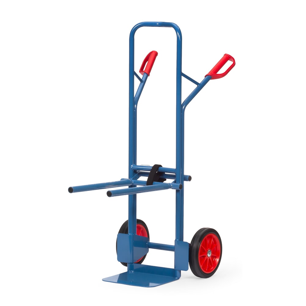 Produktabbildung: fetra® Stuhlkarre aus Stahl, Traggestell einhängbar, Schaufel BxT 320 x 250 mm, Vollgummi-Bereifung