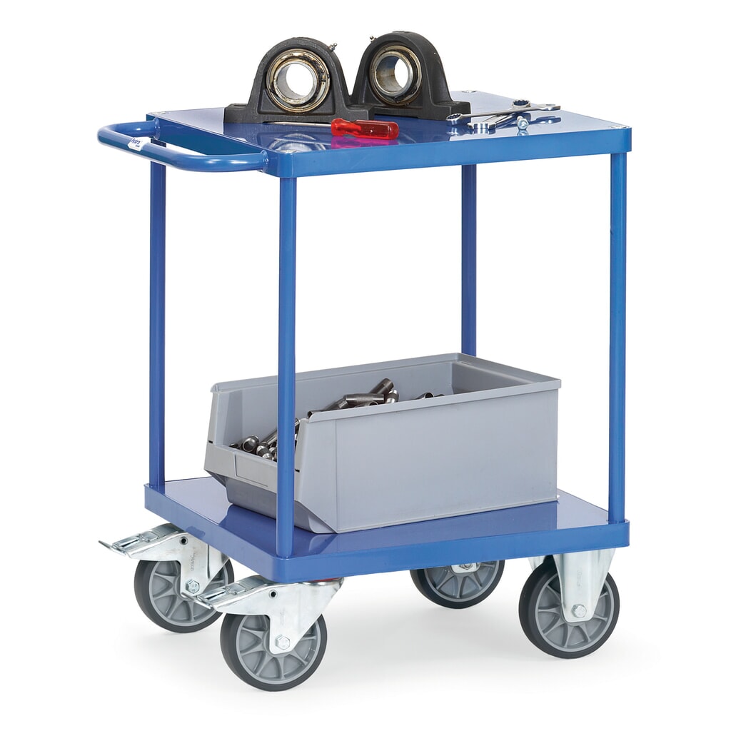 fetra® Tisch- und Montagewagen mit 2 Stahlblechböden à 600 x 600 mm Produktabbildung Nr. 2: fetra® Tisch- und Montagewagen mit 2 Stahlblechböden à 600 x 600 mm