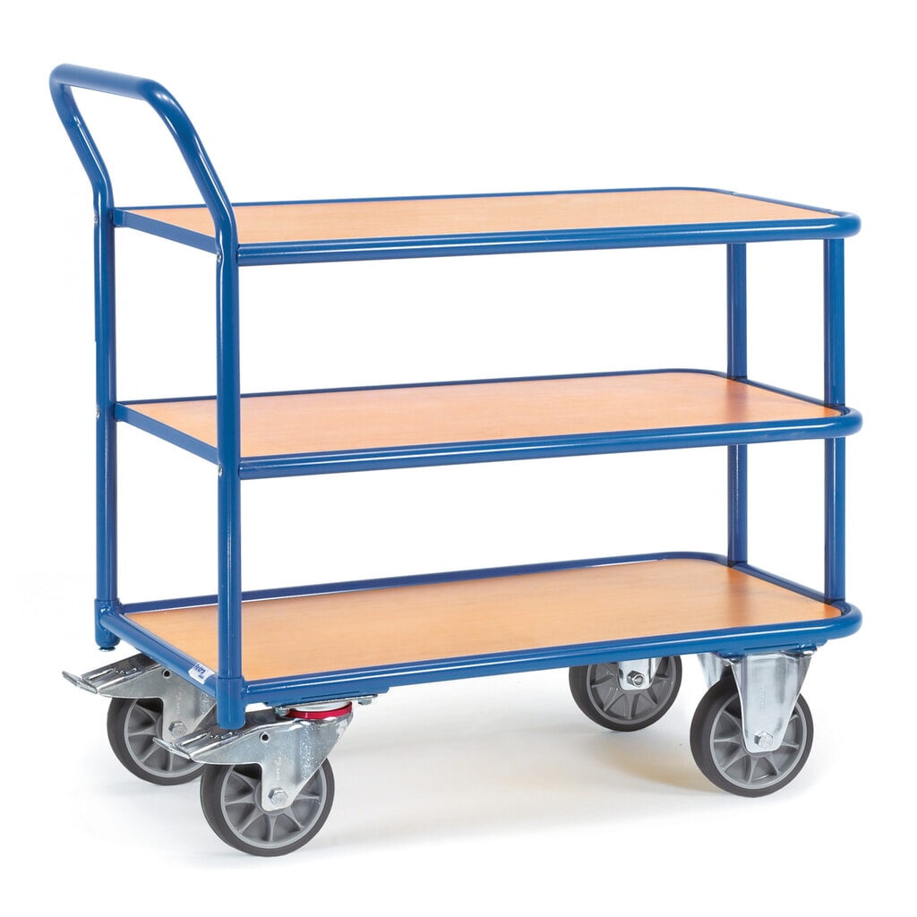 fetra® Tischwagen, TK 400 kg, 3 Etagen à 1.000 x 700 mm Produktabbildung: fetra® Tischwagen, TK 400 kg, 3 Etagen à 1.000 x 700 mm