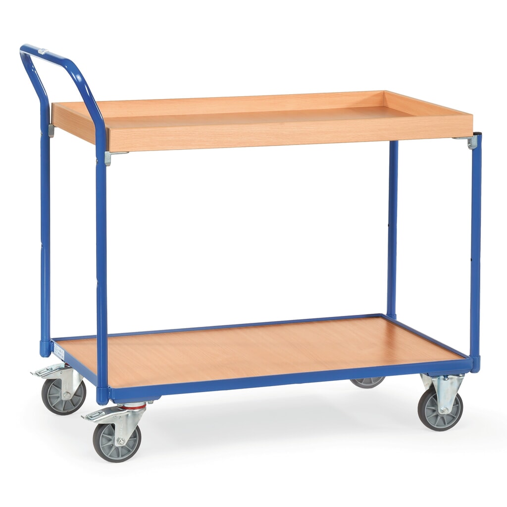 fetra® Tischwagen, 1 Holzboden + 1 Holzkasten à 1.000 x 600 mm, Höhe 1.030 mm Produktabbildung: fetra® Tischwagen, 1 Holzboden + 1 Holzkasten à 1.000 x 600 mm, Höhe 1.030 mm
