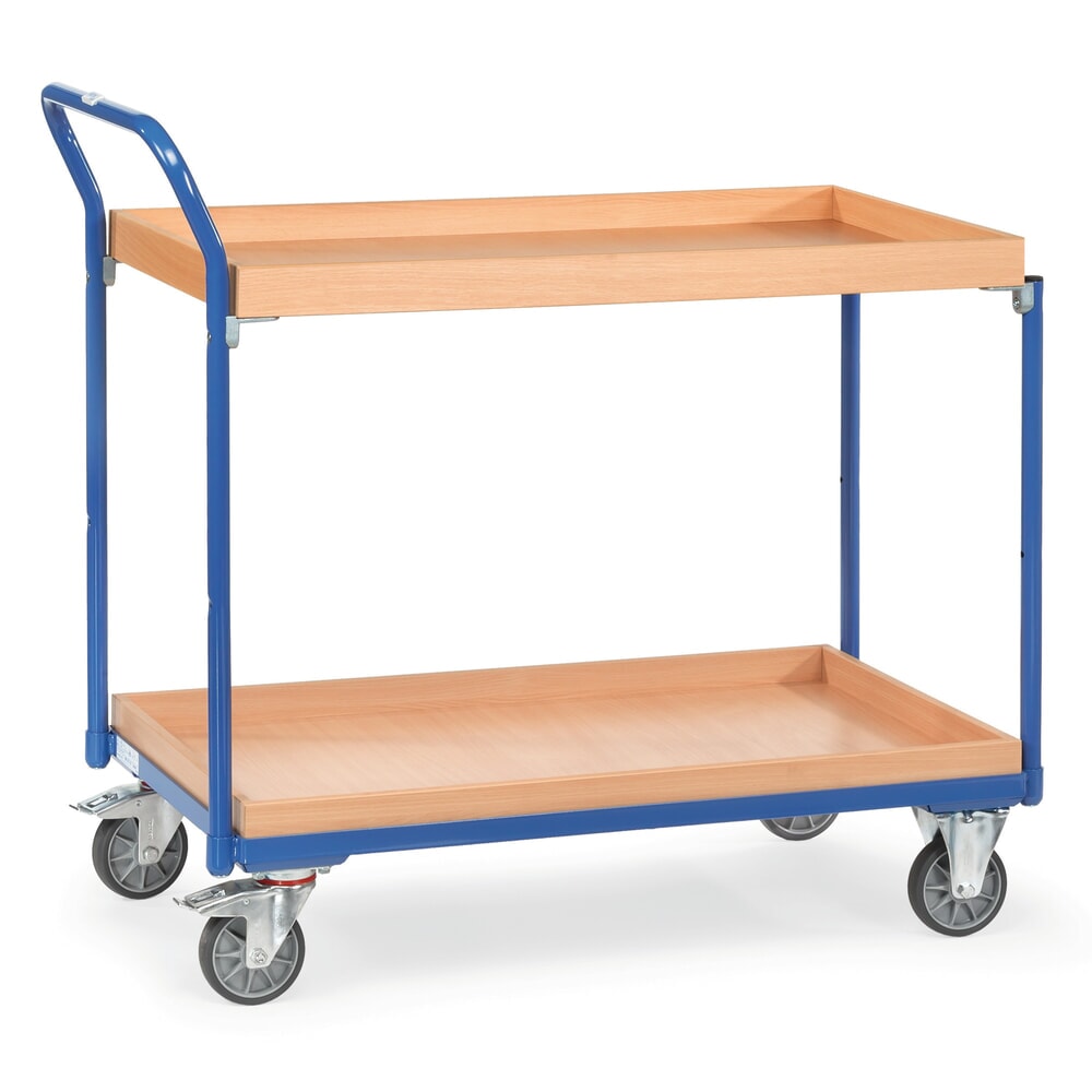 Produktabbildung: fetra® Tischwagen mit 2 Holzkästen à 850 x 500 mm, Höhe 1.030 mm