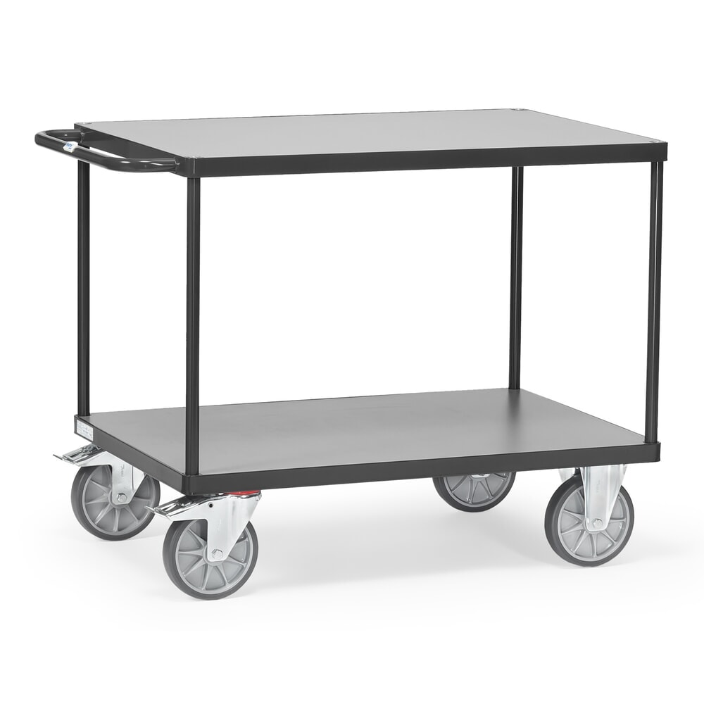 Produktabbildung: fetra® Schwerer Tisch- und Montagewagen, 2 Etagen à 500 x 850 mm, anthrazitgrau