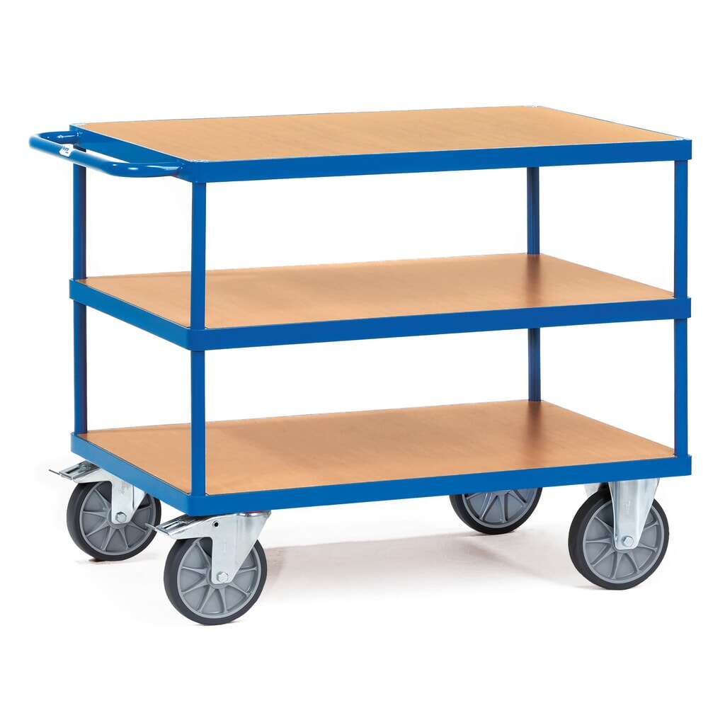 Produktabbildung: fetra® Schwerer Tisch- und Montagewagen, 3 Etagen à 500 x 850 mm