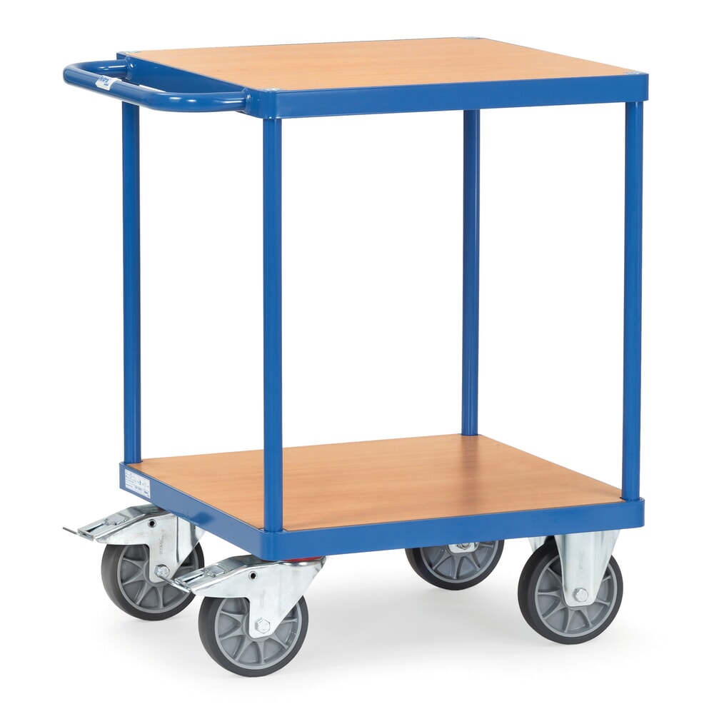 Produktabbildung: fetra® Schwerer Tisch- und Montagewagen, 2 Etagen à 600 x 600 mm