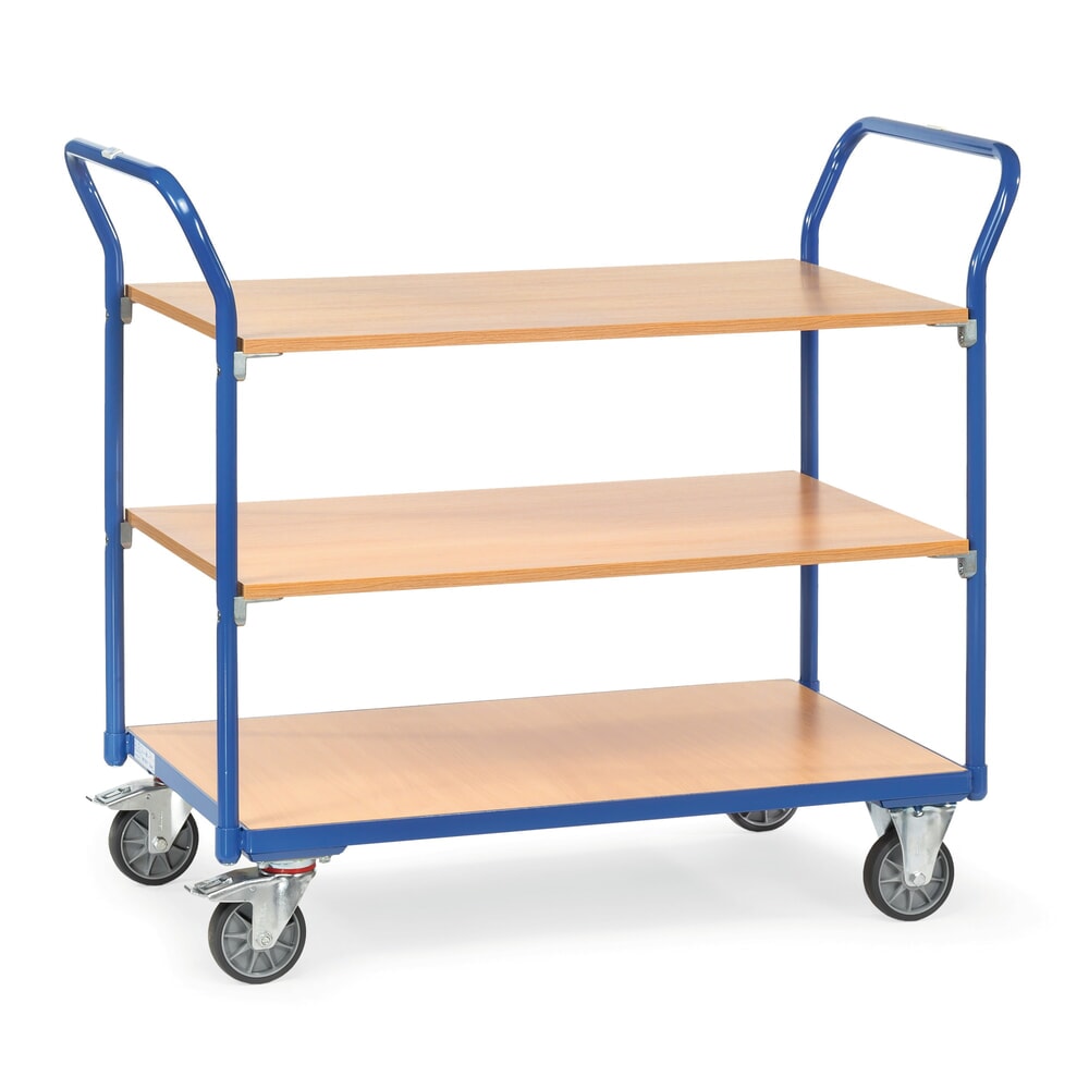 Produktabbildung: fetra® Tischwagen, Tragkraft 300 kg, 3 Etagen à 850 x 500 mm