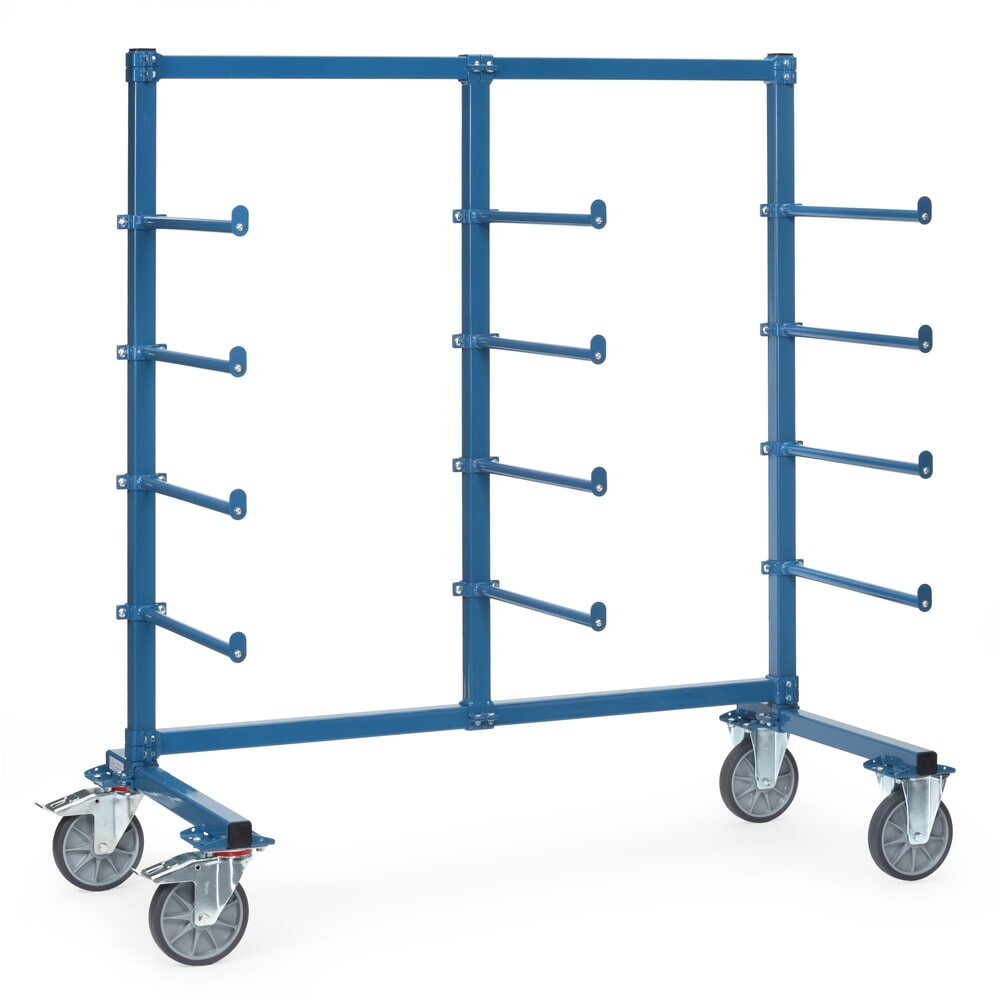 Produktabbildung: fetra® Tragarmwagen, einseitig, 12 Tragarme mit Abrollsicherung, HxBxT 1.807 x 1.400 x 800 mm