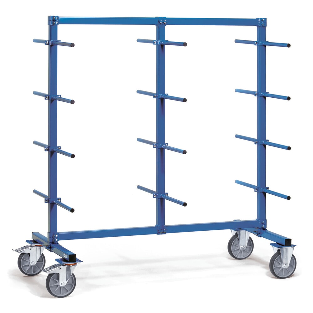 Produktabbildung: fetra® Tragarmwagen, zweiseitig, 24 Tragarme, HxBxT 1.807 x 1.400 x 800 mm