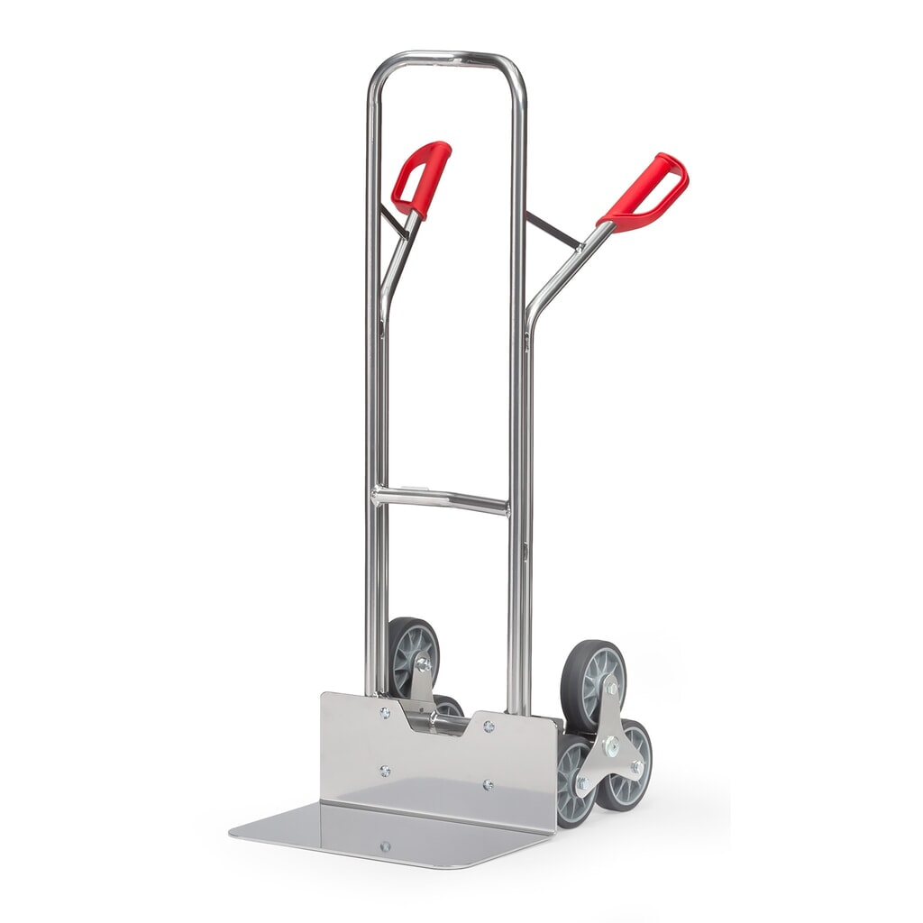 Produktabbildung: fetra® Treppenkarre, 3-armiger Radstern, Tragkraft 200 kg, Schaufel BxT 480 x 300 mm, Aluminium
