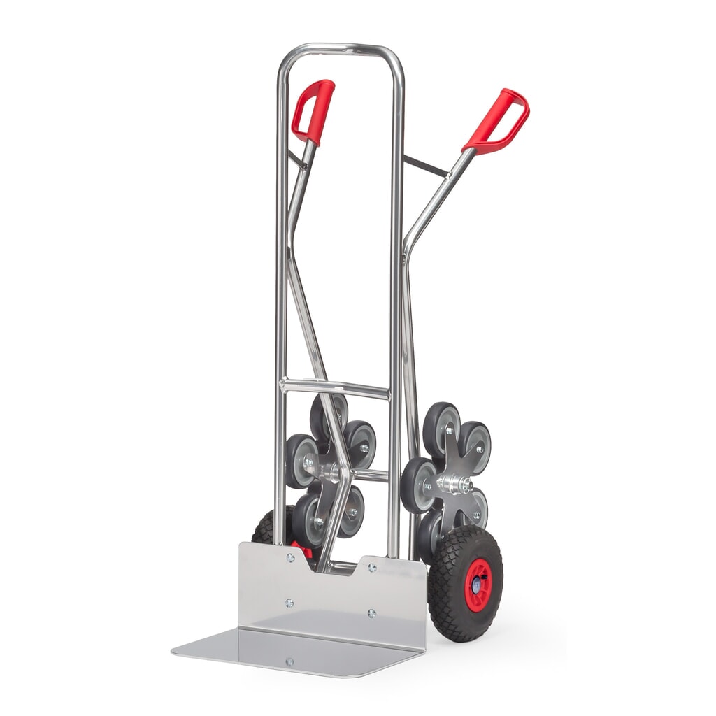 fetra® Treppenkarre, 5-armiger Radstern, Tragkraft 200 kg, Schaufel BxT 480 x 300 mm, Aluminium Produktabbildung: fetra® Treppenkarre, 5-armiger Radstern, Tragkraft 200 kg, Schaufel BxT 480 x 300 mm, Aluminium