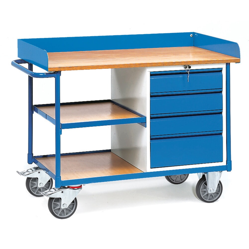 Produktabbildung Nr. 1: fetra® Werkstattwagen mit hohem Rand, 4 Schubladen, 3 Ablagen, TK 400 kg