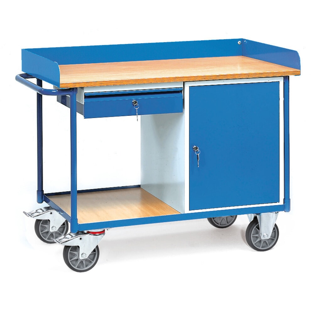 Produktabbildung: fetra® Werkstattwagen, Schrank + 1 Schublade, mit Umrandung, HxBxT 930 x 1.220 x 650 mm