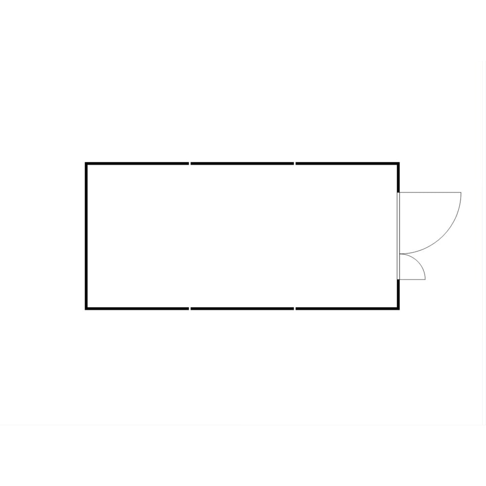 Produktabbildung Nr. 2: FLADAFI® Materialcontainer-Kombination, zerlegt, 18 m², ohne Boden, HxBxT 2.115 x 3.050 x 6.520 mm, Doppelflügeltür (asymmetrische Teilung), mittig in Stirnseite