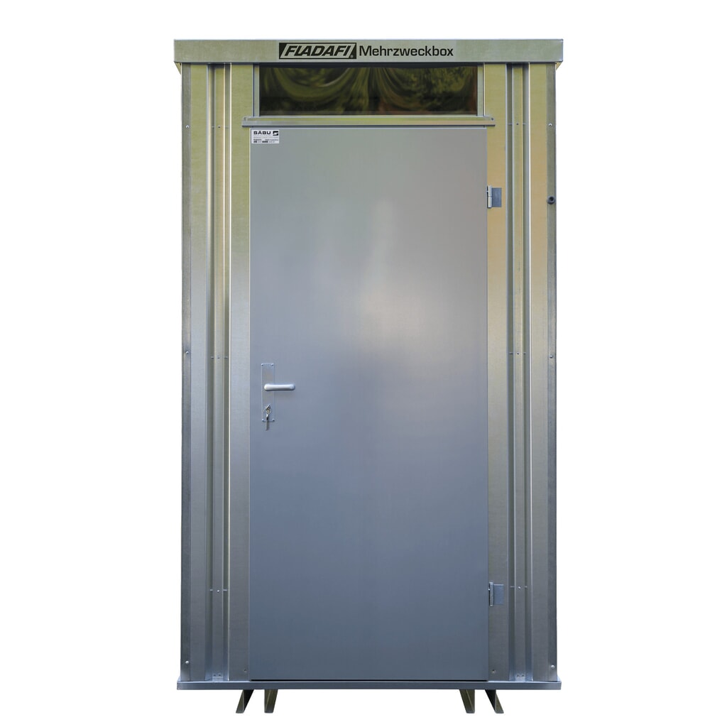 FLADAFI® Mehrzweckbox, verzinkt, montiert, ohne Einrichtung, Einflügeltür, mittig in Breitseite Produktabbildung: FLADAFI® Mehrzweckbox, verzinkt, montiert, ohne Einrichtung, Einflügeltür, mittig in Breitseite