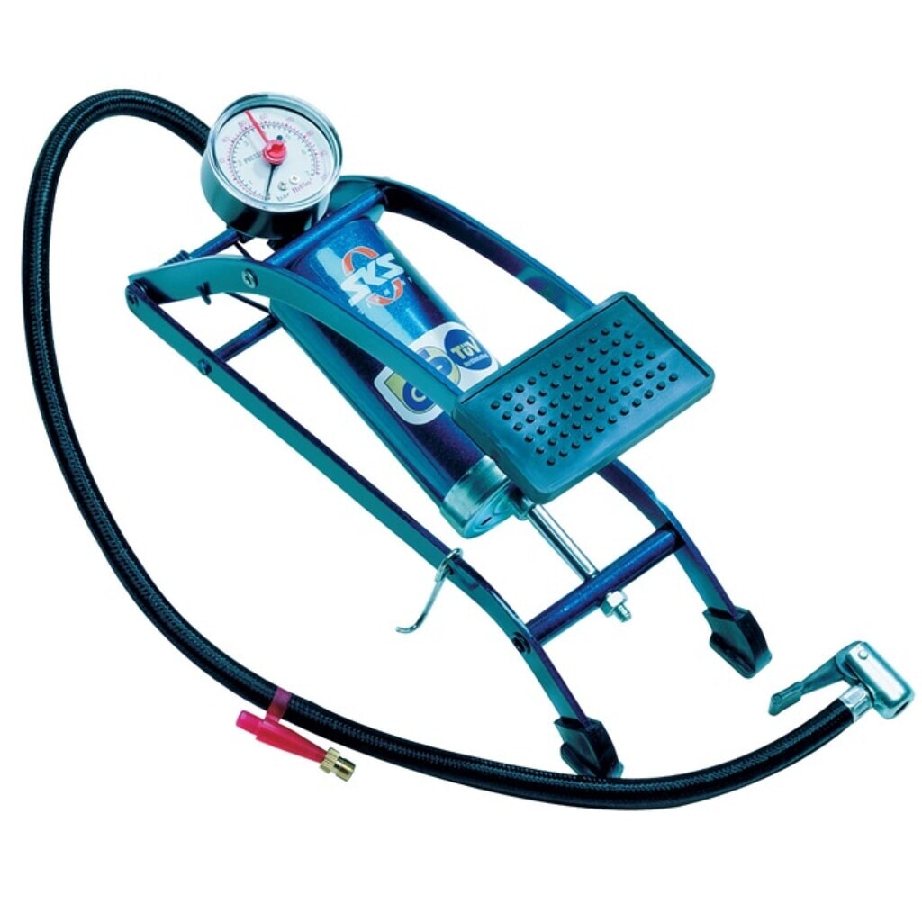 Fussluftpumpe 5bar Einzelzylinder m.Manometer Produktabbildung: Fussluftpumpe 5bar Einzelzylinder m.Manometer