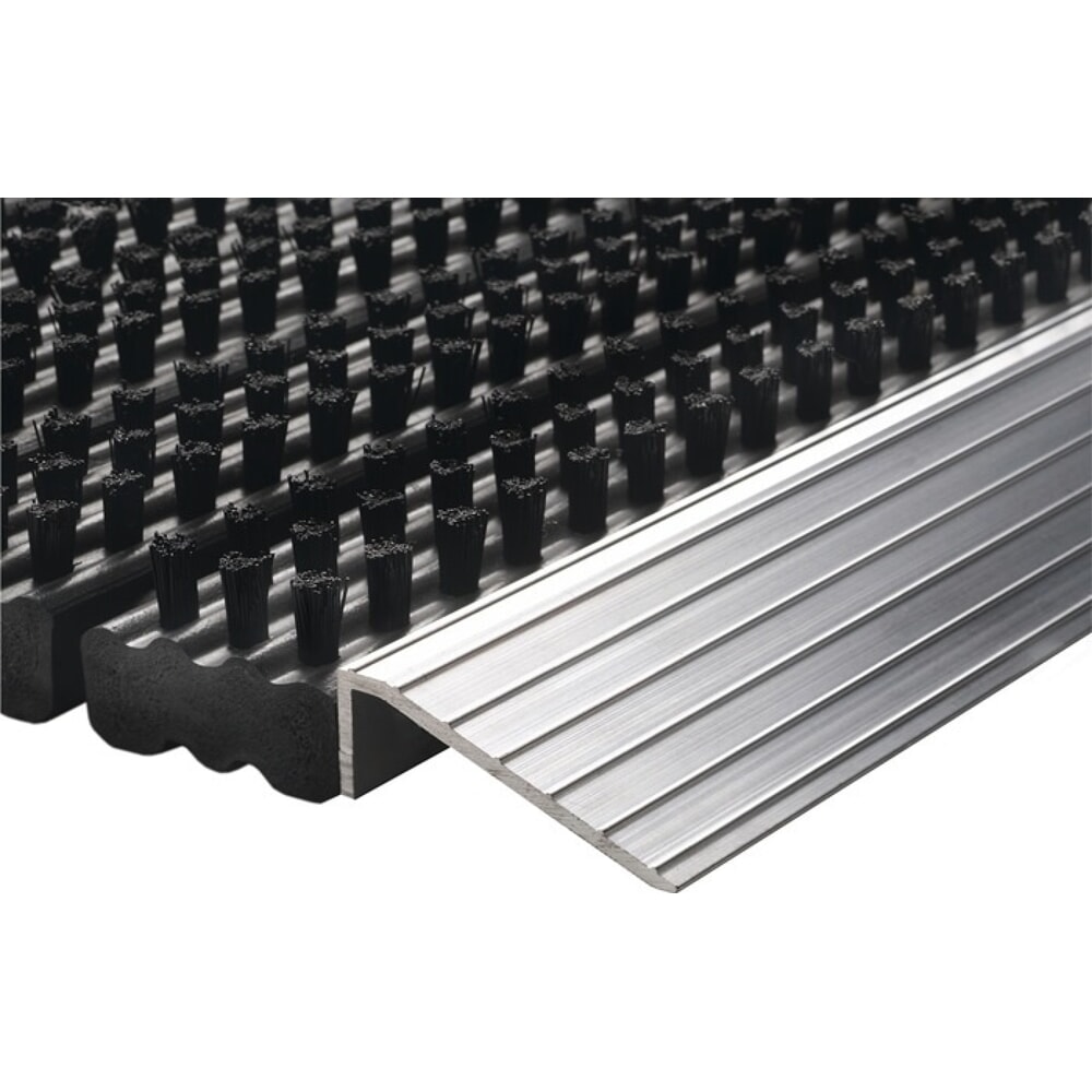 Produktabbildung: Fussmatte Alu-Anlaufkante, L430xB750xS22mm, schwarz/silber PP/Alu