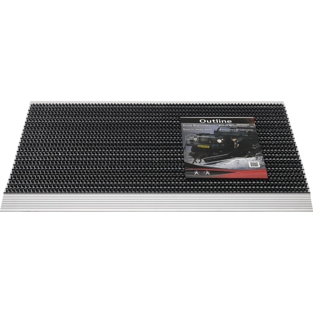 Produktabbildung: Fussmatte Alu-Anlaufkante, L500xB800xS22mm, schwarz/silber PP/Alu