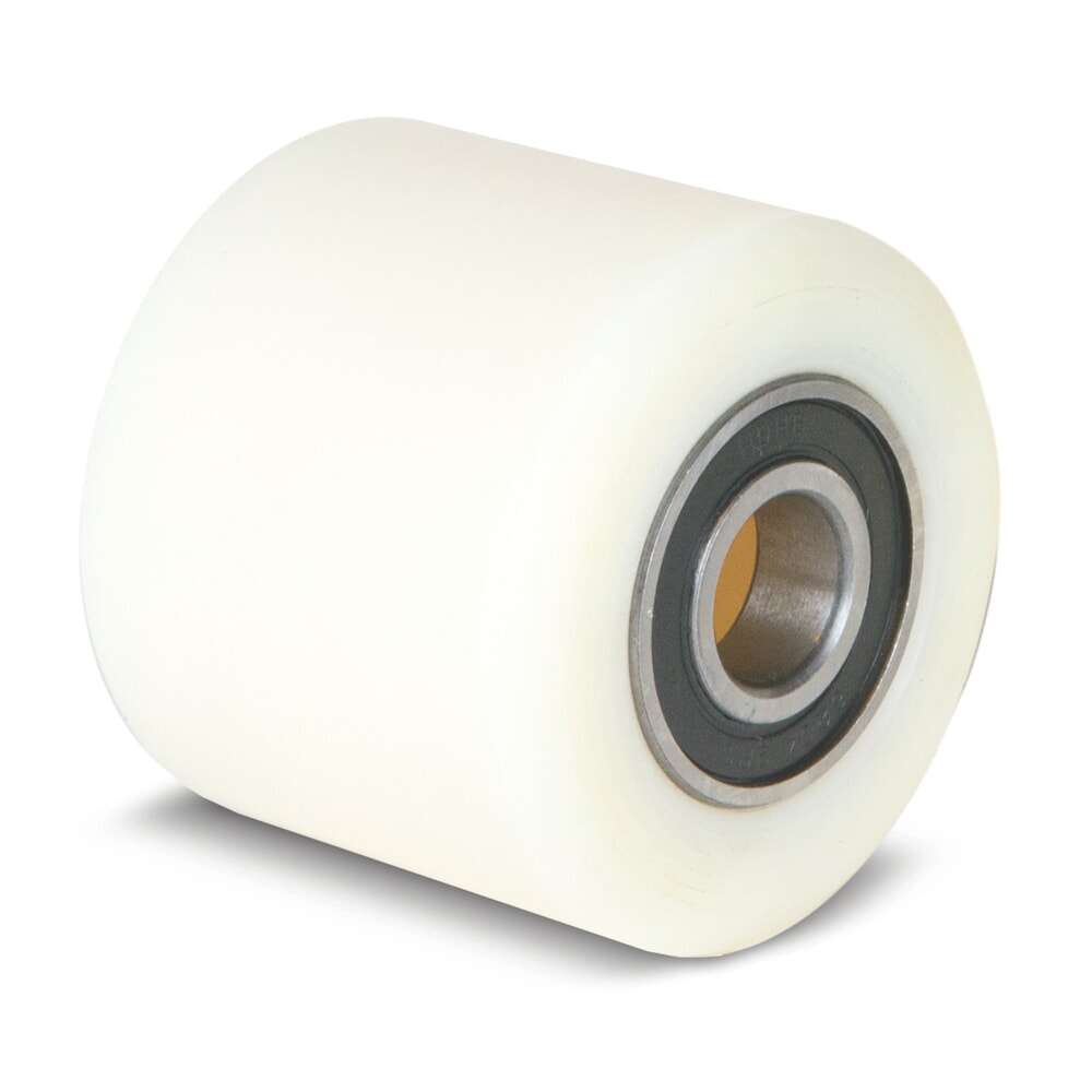 Produktabbildung: Gabelrolle für Handhubwagen Ameise® Typ ACY20, BASIC Typ DF20, Einfach, Nylon, Ø x Breite 74 x 93 mm