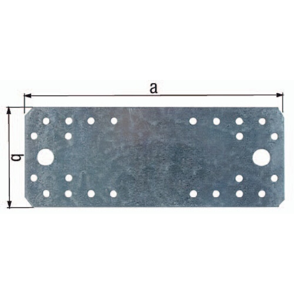 Produktabbildung: GAH Flachverbinder EN 14545:29-2, Stahl sendzimirverzinkt, Länge 80 mm Breite 40 mm Stärke 2 mm, Anzahl Löcher 8