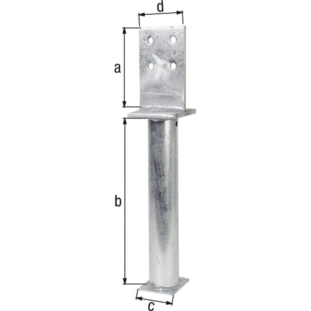 Produktabbildung: GAH T-Pfostenträger, Stahl roh feuerverzinkt, 130x500x80x90mm
