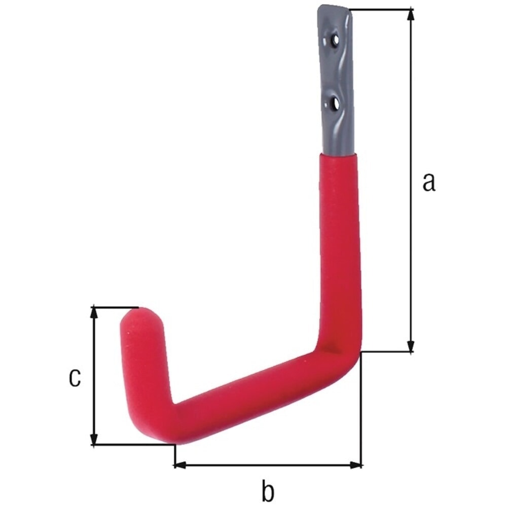 Produktabbildung: GAH Wandhaken U-Form, Stahl roh verzinkt, Rotgummi Ausladung 83 mm, Höhe 120 mm Ø 18 mm