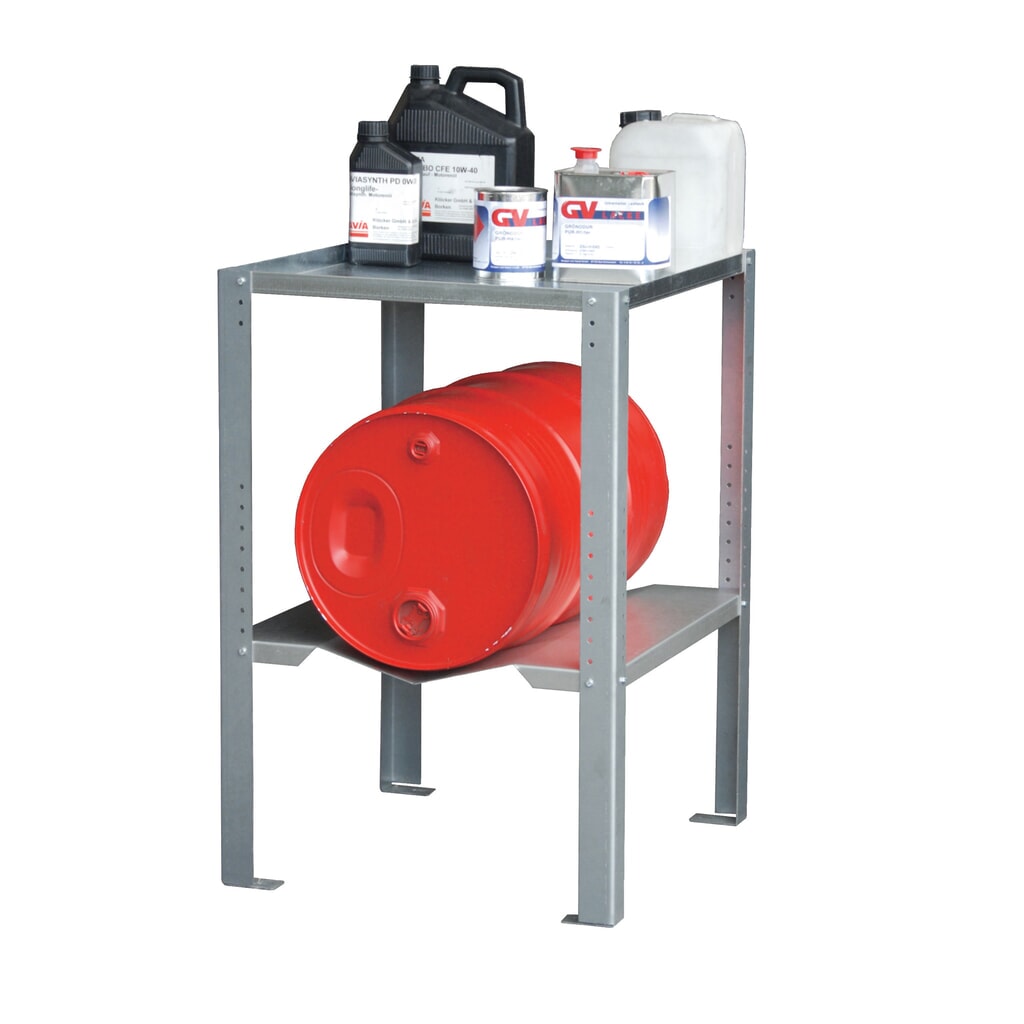 Gebinderegal für Bauer® Auffangwannen, 1 Fassauflage 60 l, 1 Boden Produktabbildung: Gebinderegal für Bauer® Auffangwannen, 1 Fassauflage 60 l, 1 Boden