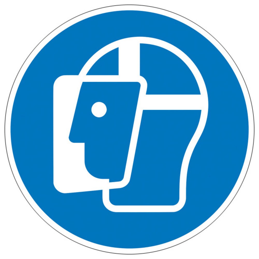 Produktabbildung: SafetyMarking® Gesichtsschutzschild benutzen, Ø 100 mm, Folie