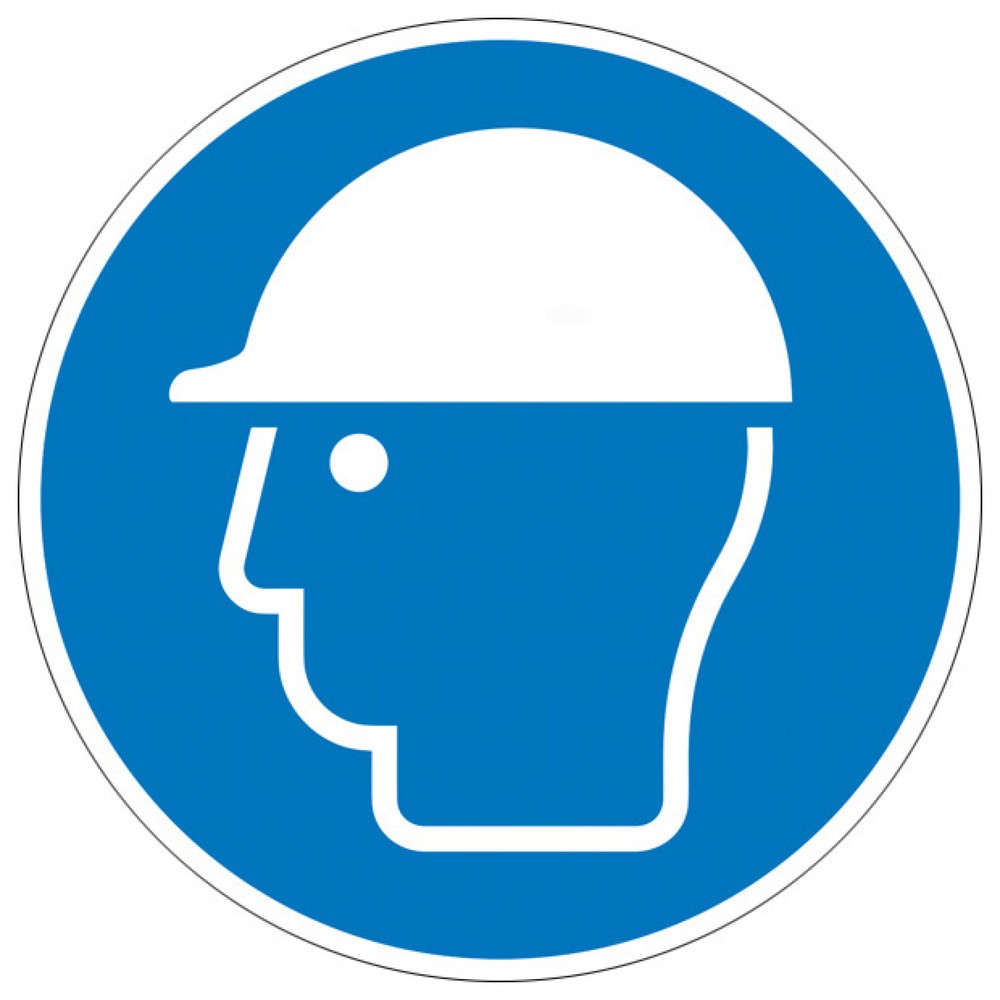 Produktabbildung: SafetyMarking® Schutzhelm tragen, Ø 100 mm, Folie