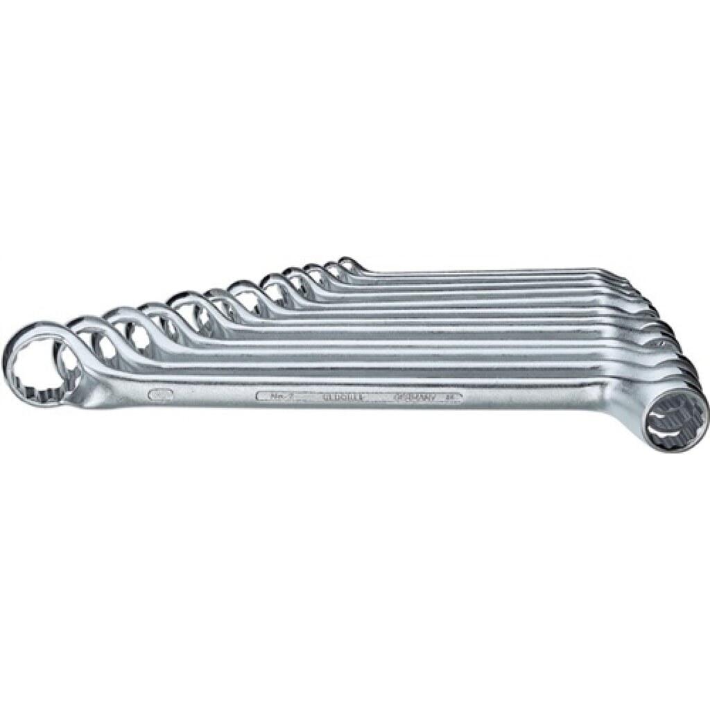 Doppelringschlüsselsatz 2-8 8-tlg.SW 6mm-22mm tief gekr. Produktabbildung: Doppelringschlüsselsatz 2-8 8-tlg.SW 6mm-22mm tief gekr.