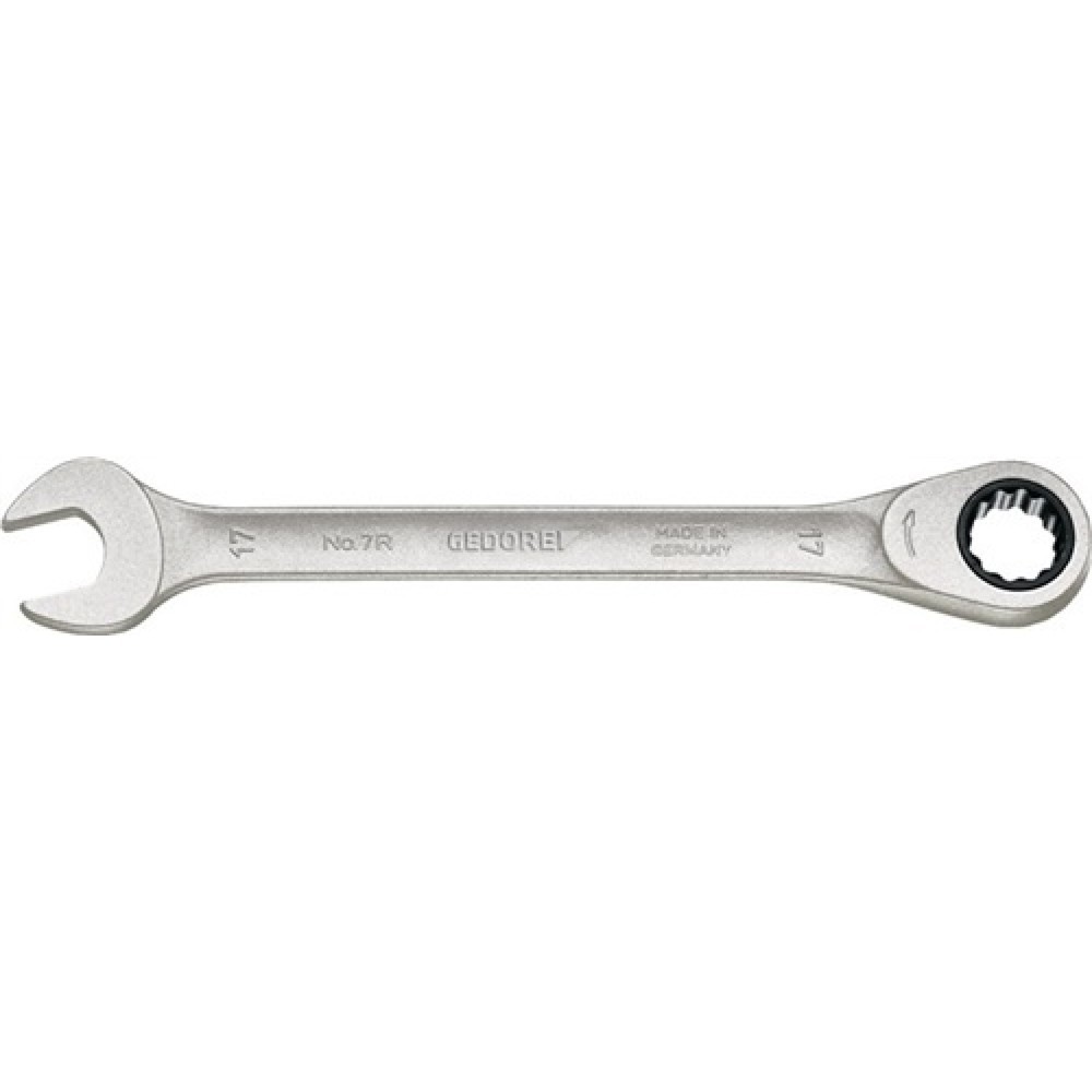 Produktabbildung: Ring-Maulschlüssel SW 8 mm mit Ringratsche L. 140 mm CV-Stahl