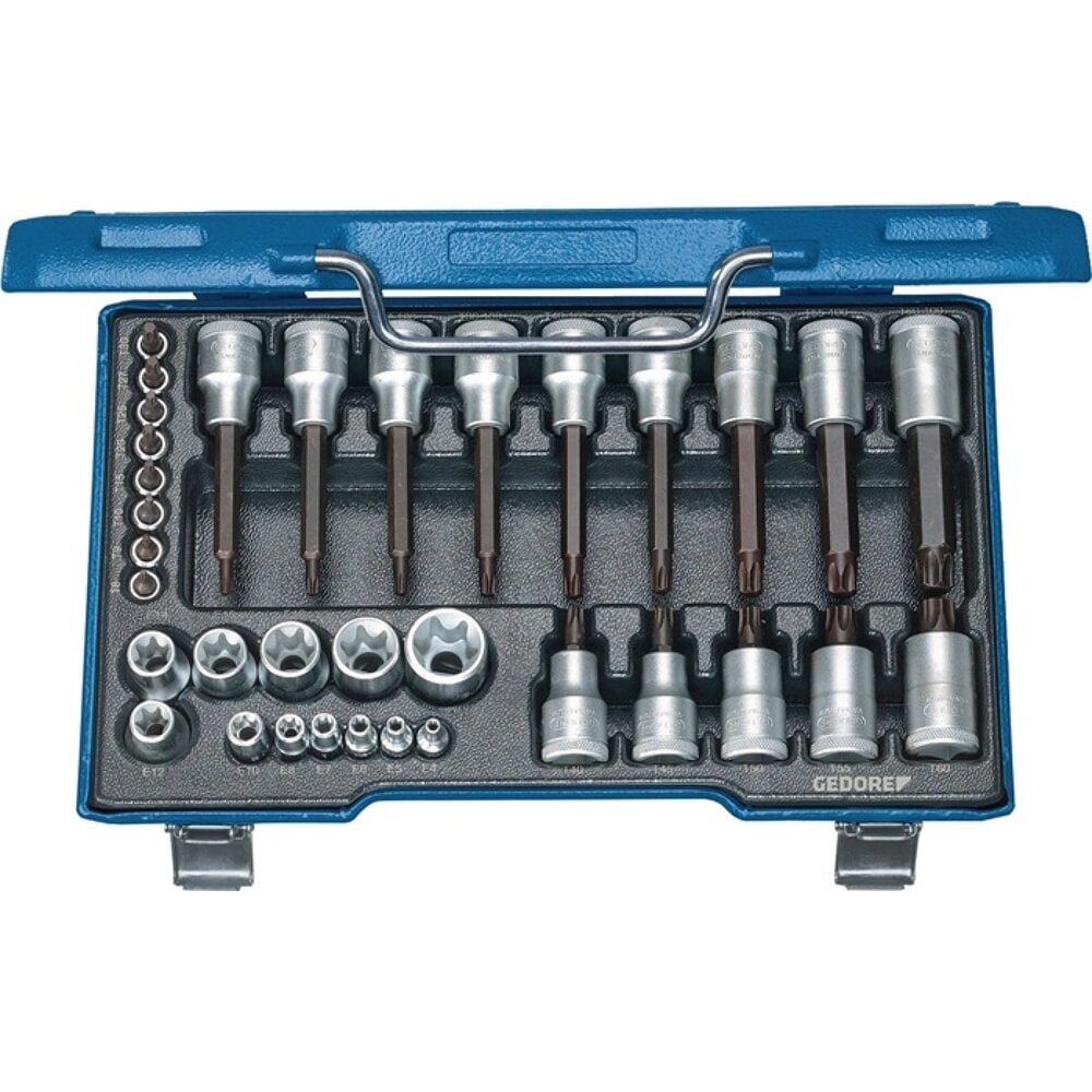 Produktabbildung: GEDORE Steckschlüsselsatz 19 TX 20 34-tlg.1/4+1/2 Zoll T8-T60/E4-E24