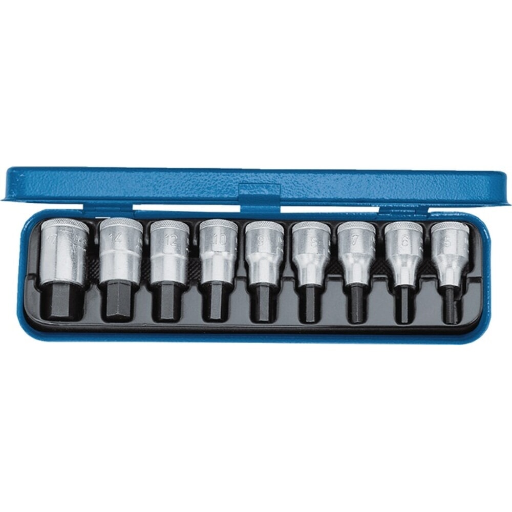 Produktabbildung: GEDORE Steckschlüsselsatz IN 19 PM 9-tlg.1/2 Zoll 5-17mm f.i6-KT.-Schr