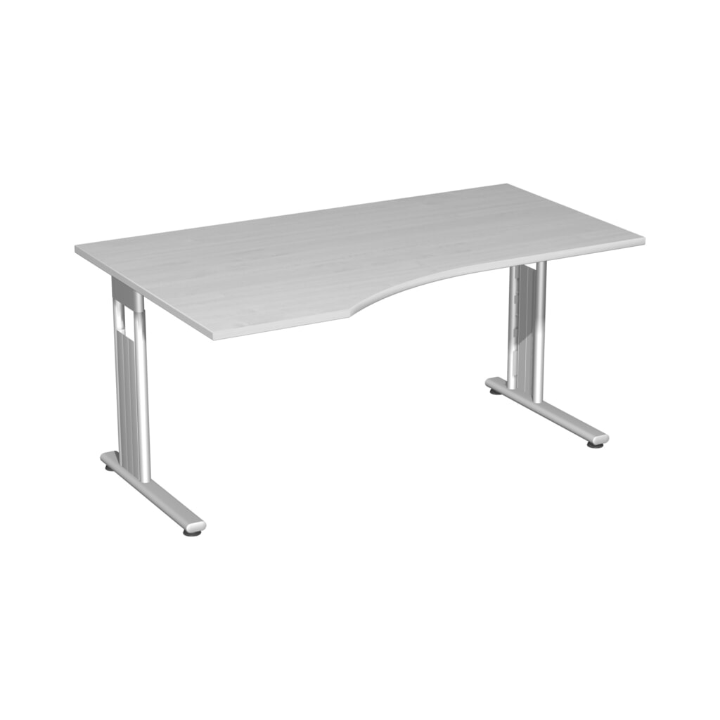 Produktabbildung: Geramöbel Büro-Schreibtisch Lissabon, C-Fuss-Gestell, PC-Form-Tischplatte links, BxT 1.800 x 1.000 mm, Ahorn