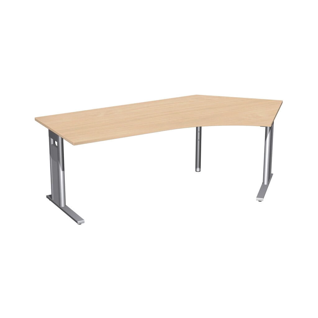 Geramöbel Büro-Schreibtisch Profi, Freiform-Tischplatte 135° rechts, C-Fuss-Gestell, BxT 2.166 x 1.130 mm, Buche Produktabbildung: Geramöbel Büro-Schreibtisch Profi, Freiform-Tischplatte 135° rechts, C-Fuss-Gestell, BxT 2.166 x 1.130 mm, Buche