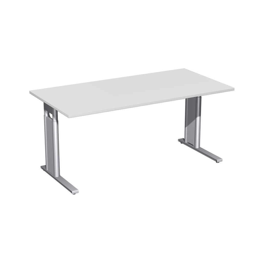 Geramöbel Manuell höhenverstellbarer Schreibtisch Profi, C-Fuss-Gestell, BxT 1.600 x 800 mm, lichtgrau Produktabbildung: Geramöbel Manuell höhenverstellbarer Schreibtisch Profi, C-Fuss-Gestell, BxT 1.600 x 800 mm, lichtgrau
