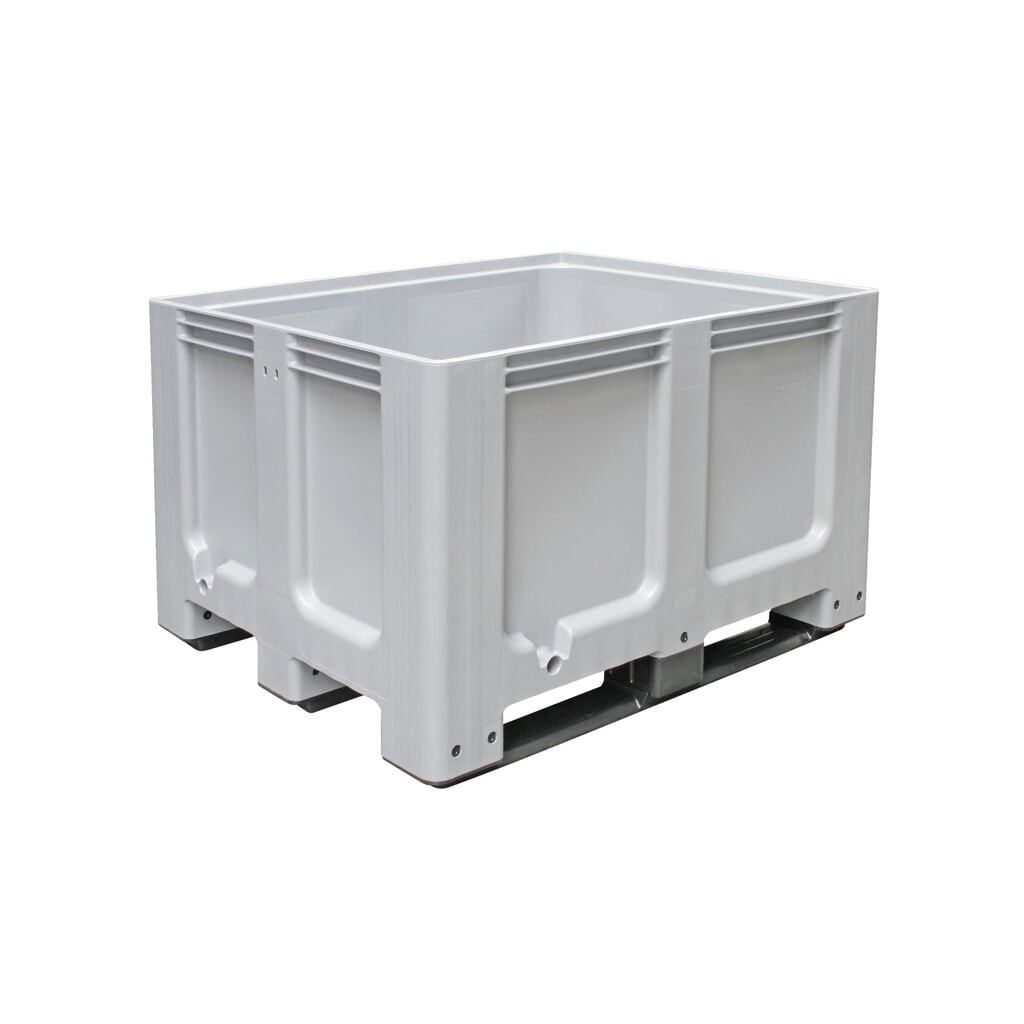 Grossbehälter aus Polyethylen, 610 Liter, mit Kufen, grau Produktabbildung: Grossbehälter aus Polyethylen, 610 Liter, mit Kufen, grau