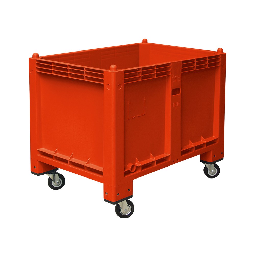 Produktabbildung: Grossbehälter aus Polypropylen, 550 Liter, mit Rollen, rot