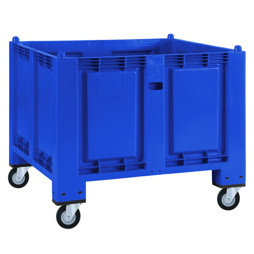 Produktabbildung: Grossbehälter aus Polypropylen, 550 Liter, mit Rollen, blau