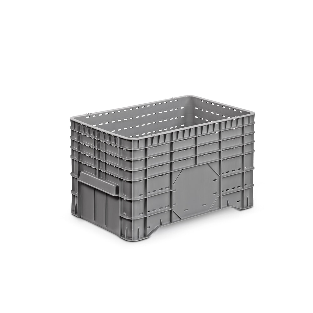 Produktabbildung: Grossbehälter, grau, 1020x640x580 mm, durchbrochen, mit 4 Füssen