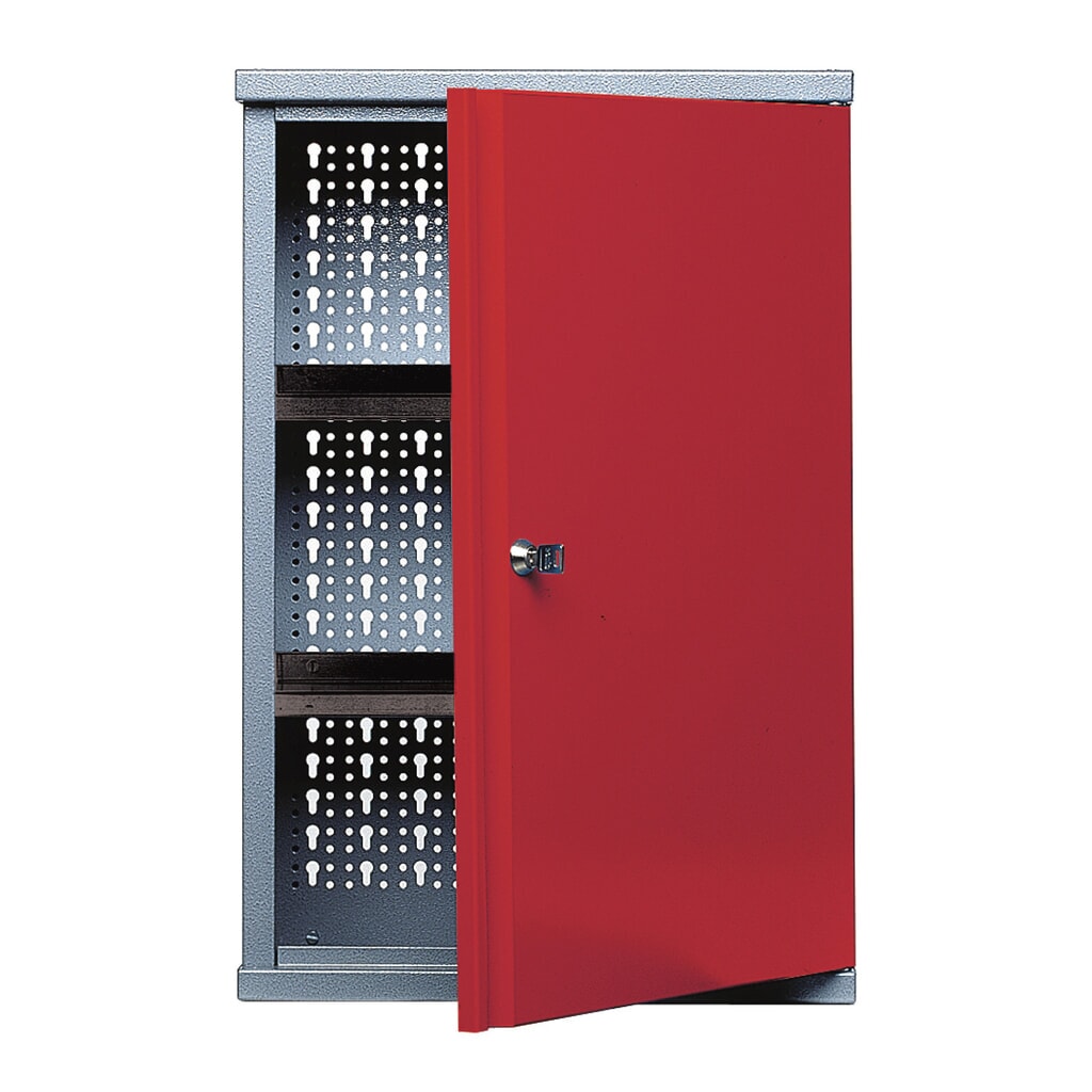 Produktabbildung: Hängeschrank mit 2 Einlegeböden + 1 Lochrückwand, HxBxT 600 x 400 x 190 mm, rot