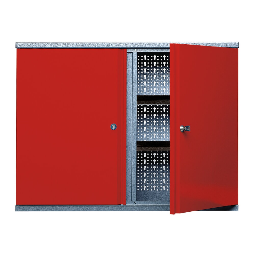 Produktabbildung: Hängeschrank mit 4 Einlegeböden + 2 Lochrückwänden, HxBxT 600 x 800 x 190 mm, rot