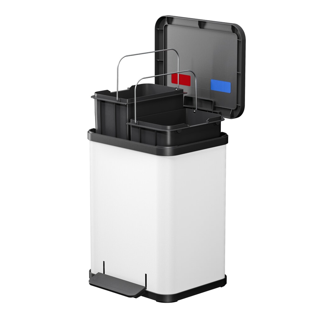 Hailo Tret-Wertstoffsammler Öko duo Plus M, 2x 9 Liter, gedämpfter Schliessmechanismus, weiss, matt Produktabbildung Nr. 4: Hailo Tret-Wertstoffsammler Öko duo Plus M, 2x 9 Liter, gedämpfter Schliessmechanismus, weiss, matt