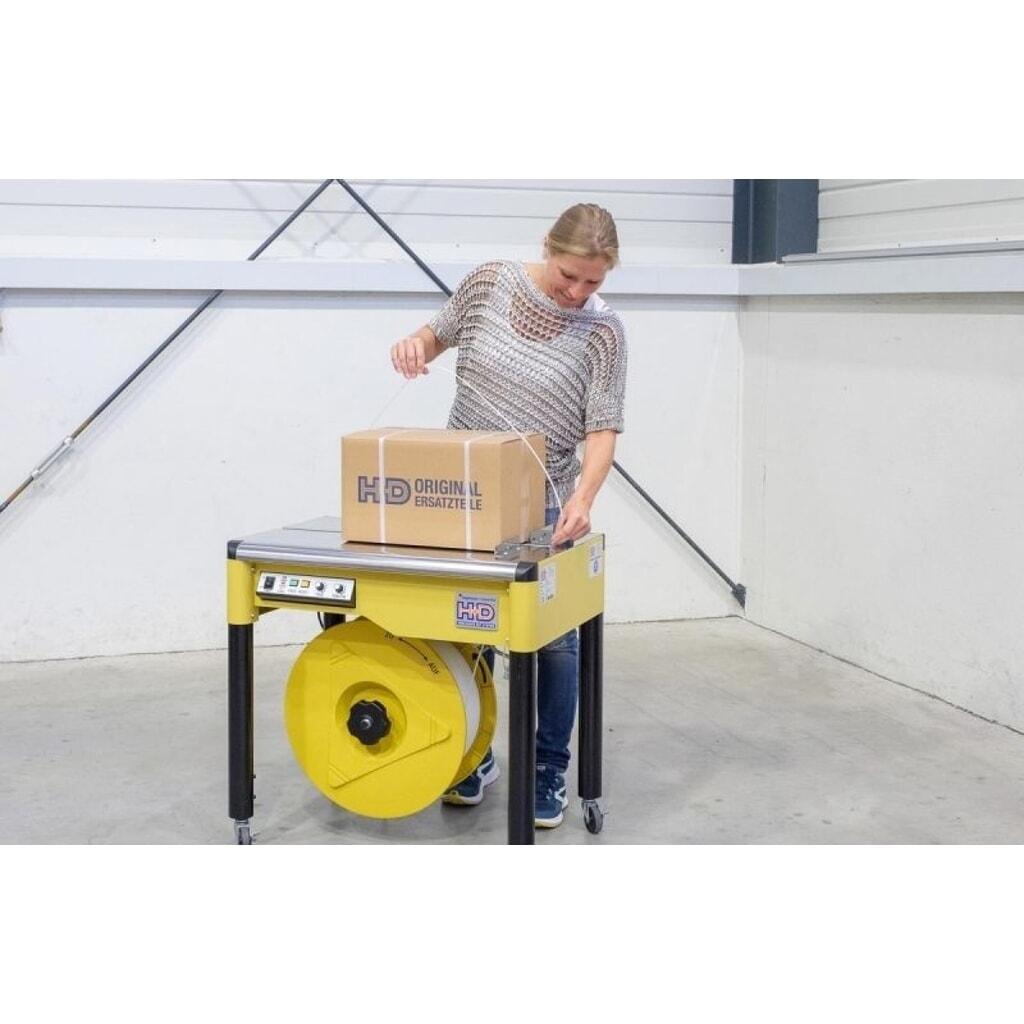 Produktabbildung Nr. 8: Halbautomatische Umreifungsmaschine HDS-25, mobil mit Lenkrollen, für Bandbreite 12 mm