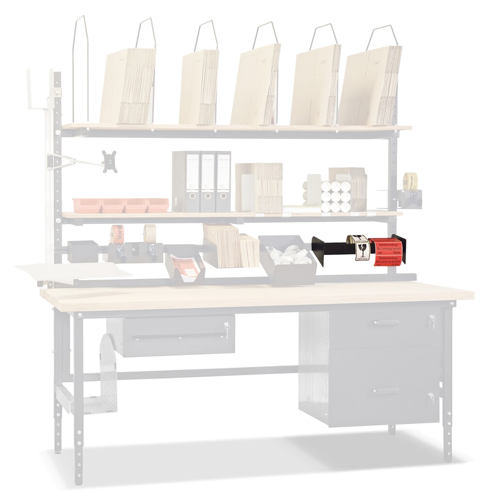 Produktabbildung: Halter für Etikettenrollen für DAHMEN Packtische Classic und Multiplex, 450 mm,  lichtgrau