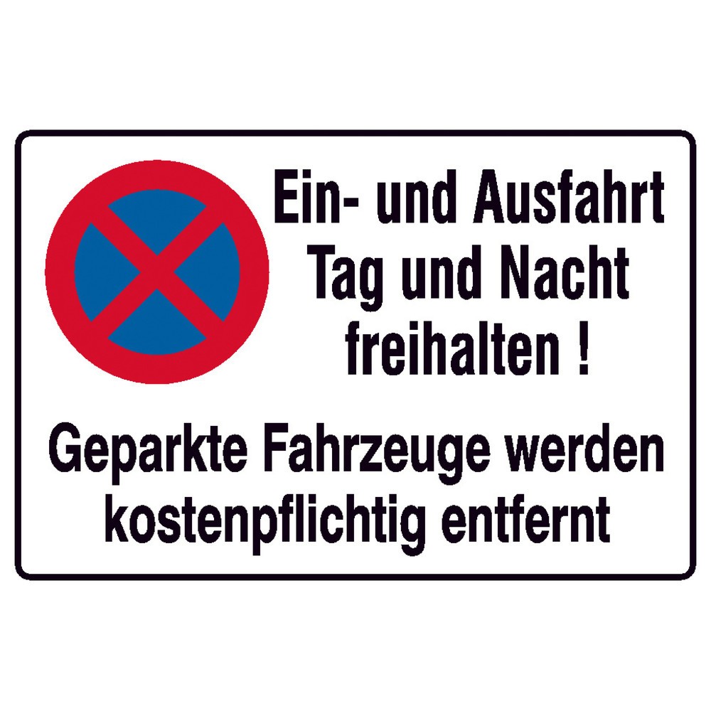 Produktabbildung: SafetyMarking® Halteverbotsschild "Ein- und Ausfahrt freihalten", Alu geprägt