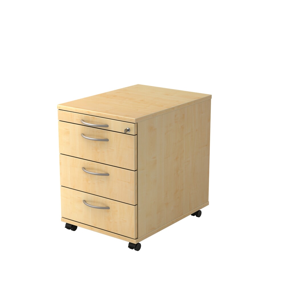 Produktabbildung: Hammerbacher Rollcontainer 58cm, 3Schübe,Schloss BM Ahorn