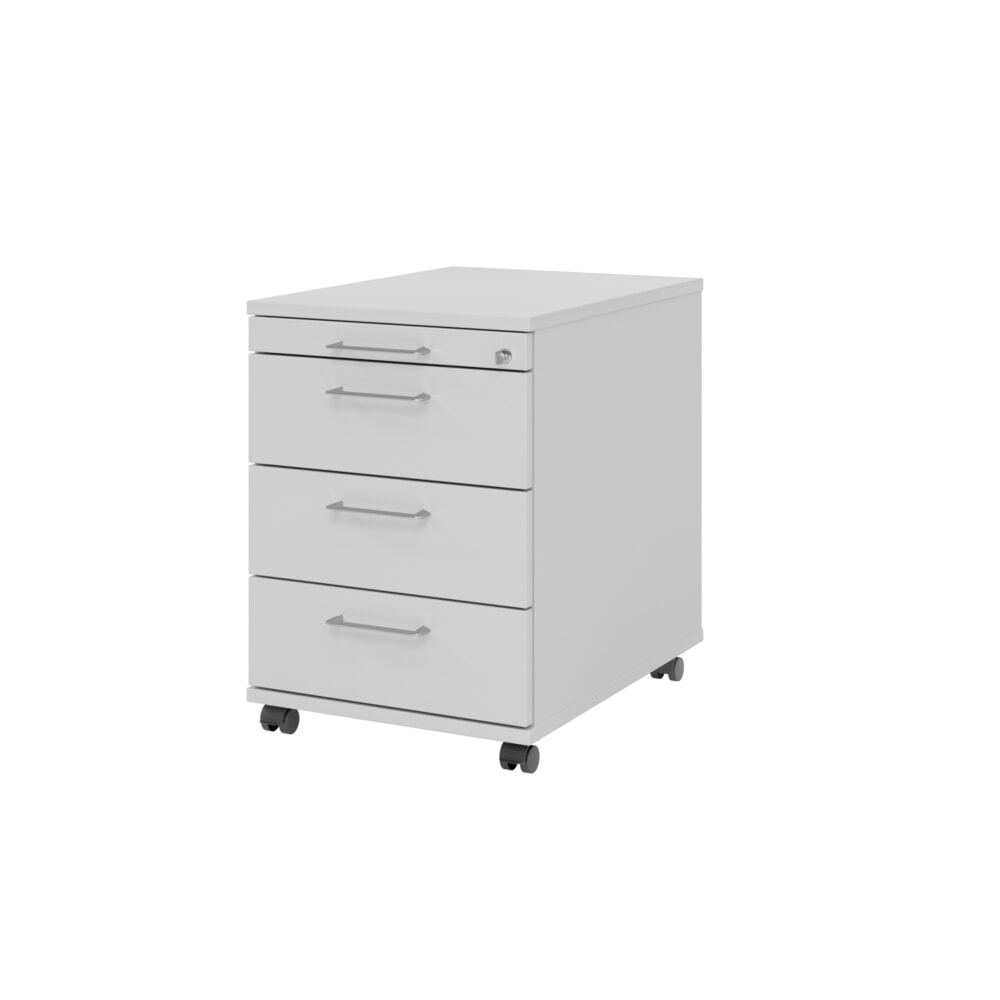 Produktabbildung: Hammerbacher Rollcontainer 58cm, 3Schübe,Schloss BS Grau
