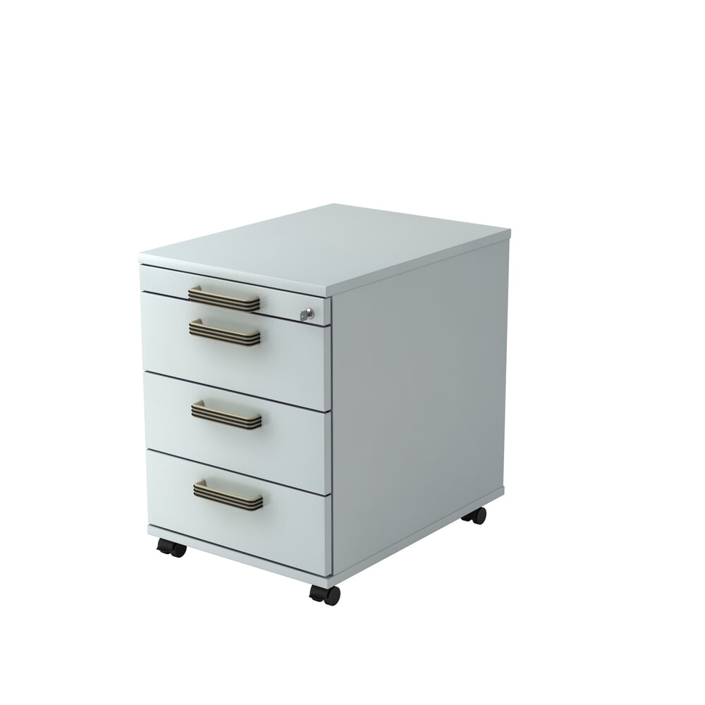 Produktabbildung: Hammerbacher Rollcontainer 58cm, 3Schübe,Schloss SG Grau